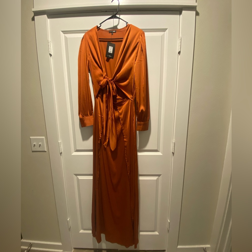 Fashion Nova Rust Maxi Formal Dress